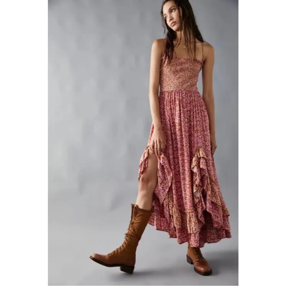 New Free People One I Love Midi Dress $128 Caramel Combo SZ XL
